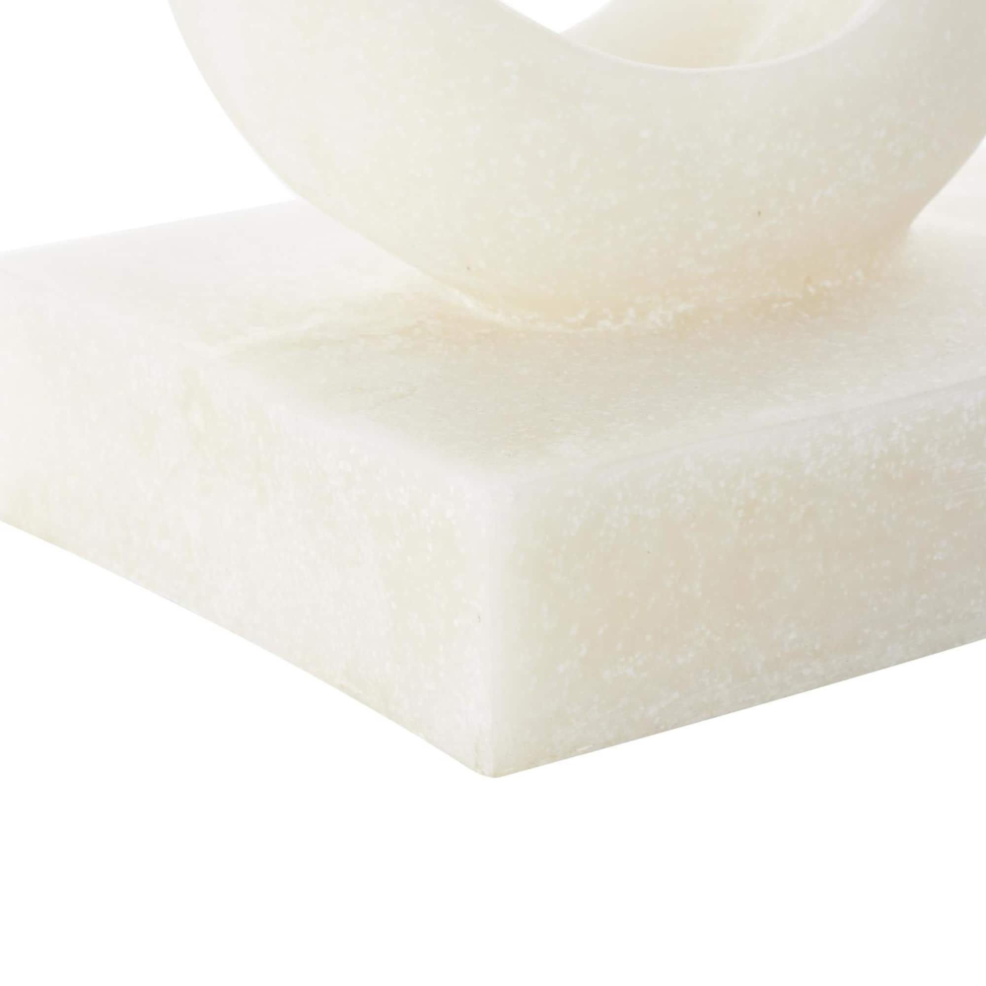 19.5" White Abstract Twisted Wave Polystone Sculpture with Elevated Base